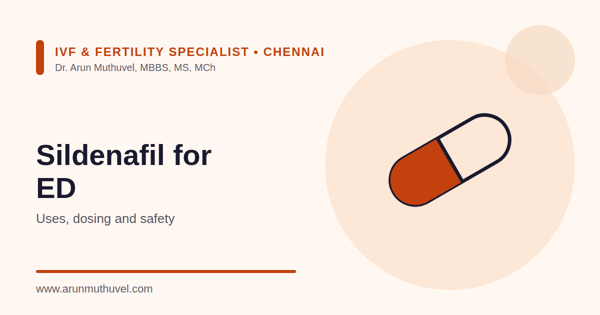 Illustration of a tablet representing sildenafil for erectile dysfunction